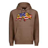 Chestnut bison amerıcan flag Premium Hoodie - BarkalooDesign