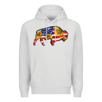 Dove Grey bison amerıcan flag Premium Hoodie - BarkalooDesign