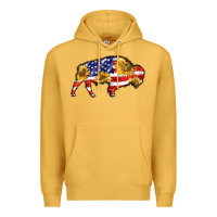 Mustard bison amerıcan flag Premium Hoodie - BarkalooDesign