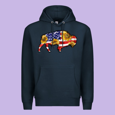 Bison Amerıcan Flag Premium Hoodie Designed By Barkaloodesign