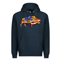 Navy bison amerıcan flag Premium Hoodie - BarkalooDesign