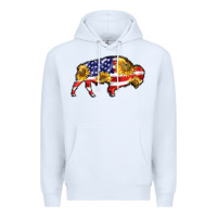 White bison amerıcan flag Premium Hoodie - BarkalooDesign
