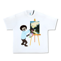 White bob sloth Urban Heavy Tee - linhVisuals