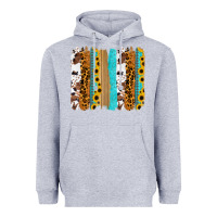 Heather Grey turquoise sunflowers cowhide leopard glitter background Heavyweight Hoodie - RanaPortraitStore