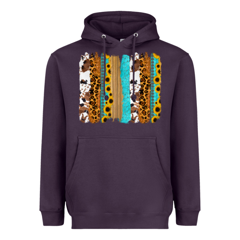 Turquoise Sunflowers Cowhide Leopard Glitter Background Heavyweight Hoodie by RanaPortraitStore | Teevron