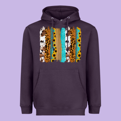 Turquoise Sunflowers Cowhide Leopard Glitter Background Heavyweight Hoodie Designed By Ranaportraitstore