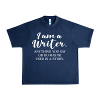 Navy i am a writer Urban Heavy Tee - linhVisuals