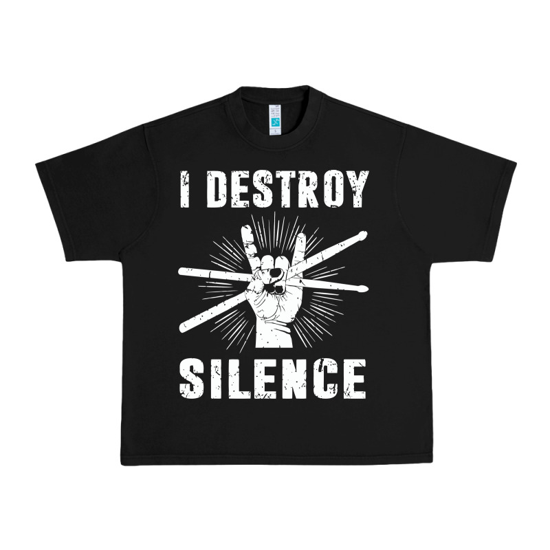 I Destroy Silence Drum Set Drummer Gift Urban Heavy Tee by linhVisuals | Teevron