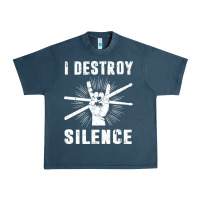 Midnight Navy i destroy silence drum set drummer gift Urban Heavy Tee - linhVisuals