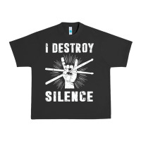 Pigment Black i destroy silence drum set drummer gift Urban Heavy Tee - linhVisuals
