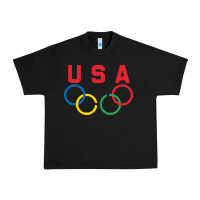 Black OLYMPIC RINGS Urban Heavy Tee - linhVisuals