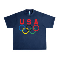 Navy OLYMPIC RINGS Urban Heavy Tee - linhVisuals