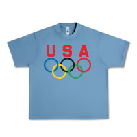Pebble Blue OLYMPIC RINGS Urban Heavy Tee - linhVisuals