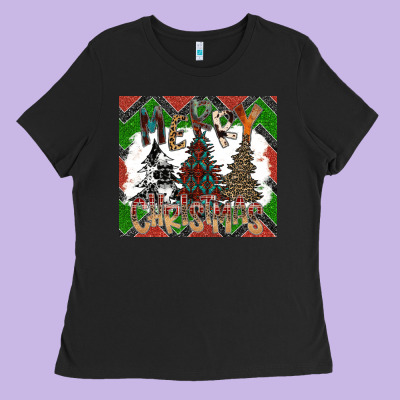 Merry Christmas Ladies Tee Designed By Cowhidedigitalart
