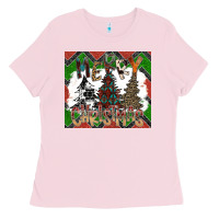 Bubblegum Pink merry Christmas Ladies Tee - CowhideDigitalArt