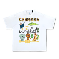 White grandma of the wild one zoo mother birthday safari jungle long sleeve Urban Heavy Tee - linhVisuals