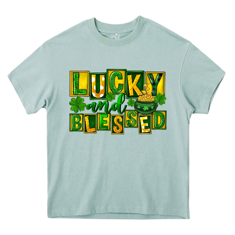Lucky And Blessed St. Patricks Day Heavy Core Tee by FaDigitalArtStudio | Teevron