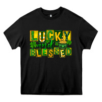 Black Lucky and blessed St. Patricks Day Heavy Core Tee - FaDigitalArtStudio