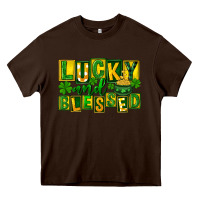 Chocolate Brown Lucky and blessed St. Patricks Day Heavy Core Tee - FaDigitalArtStudio