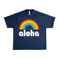 Navy Aloha Rainbow Hawaii 808 Island Hawaiian Urban Heavy Tee - linhVisuals