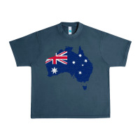 Midnight Navy Australia Map Flag Drawing Line Art Urban Heavy Tee - linhVisuals