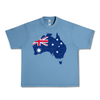 Pebble Blue Australia Map Flag Drawing Line Art Urban Heavy Tee - linhVisuals
