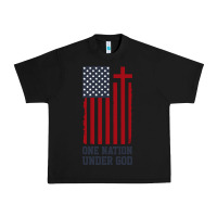 Black american flag one nation under god Urban Heavy Tee - linhVisuals