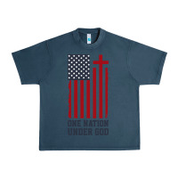 Midnight Navy american flag one nation under god Urban Heavy Tee - linhVisuals
