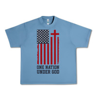 Pebble Blue american flag one nation under god Urban Heavy Tee - linhVisuals