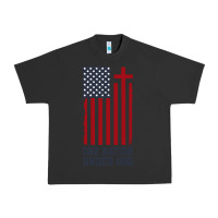Pigment Black american flag one nation under god Urban Heavy Tee - linhVisuals