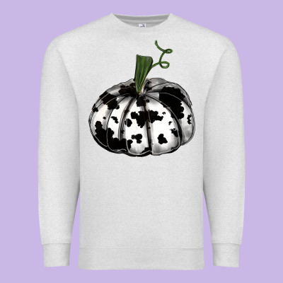 Watercolor Cowhide Halloween Pumpkin Premium Sweatshirt Designed By Ranaportraitstore