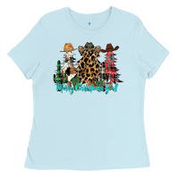 Baby Blue merry christmas y'all christmas trees Ladies Tee - CowhideDigitalArt