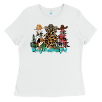 White merry christmas y'all christmas trees Ladies Tee - CowhideDigitalArt