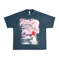 Midnight Navy japan t  shirt sakura cat t  shirt Urban Heavy Tee - linhVisuals