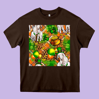 St. Patrick's Goat Family With Balloons Seamless Heavy Core Tee Designed By Fadigitalartstudio