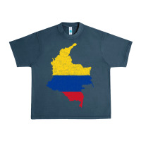 Midnight Navy colombia Flag Map Drawing Line Art Urban Heavy Tee - linhVisuals