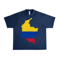Navy colombia Flag Map Drawing Line Art Urban Heavy Tee - linhVisuals