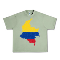 Oil Green colombia Flag Map Drawing Line Art Urban Heavy Tee - linhVisuals