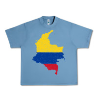 Pebble Blue colombia Flag Map Drawing Line Art Urban Heavy Tee - linhVisuals