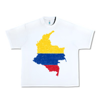 White colombia Flag Map Drawing Line Art Urban Heavy Tee - linhVisuals