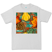 Dove Grey fall pumpkins seamless pattern Premium Tee - BundleAndBundleShop