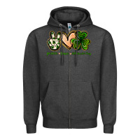 Charcoal Heather peace love st.patrick's day Zipper Hoodie - Jasminsmagicworld