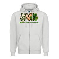 Dove Grey peace love st.patrick's day Zipper Hoodie - Jasminsmagicworld