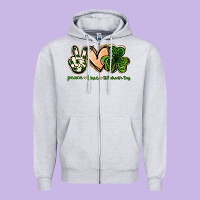 Peace Love St.patrick's Day Zipper Hoodie Designed By Jasminsmagicworld