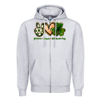 Heather Grey peace love st.patrick's day Zipper Hoodie - Jasminsmagicworld