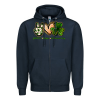 Navy peace love st.patrick's day Zipper Hoodie - Jasminsmagicworld