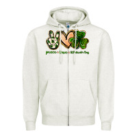 Oatmeal Heather peace love st.patrick's day Zipper Hoodie - Jasminsmagicworld