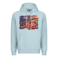 Blue Mist patriotic nurse certified nurse  assistant medilcal symbol  background Premium Hoodie - BarkalooDesign