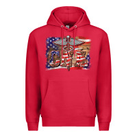 Cardinal patriotic nurse certified nurse  assistant medilcal symbol  background Premium Hoodie - BarkalooDesign