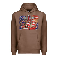 Chestnut patriotic nurse certified nurse  assistant medilcal symbol  background Premium Hoodie - BarkalooDesign